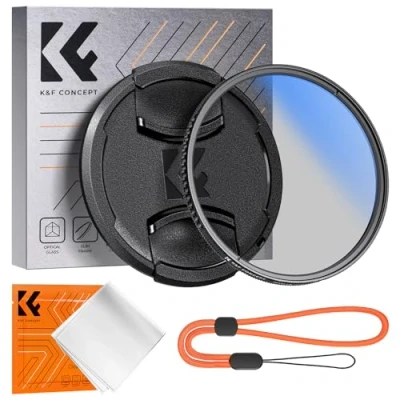 Afbeelding van K&amp;F Concept CPL polarisatiefilter 49 mm rond + lensdop microvezelreinigingsdoekjes meerlaags elastiek voor foto K serie