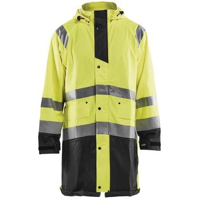 Image de Veste de pluie haute visibilité niveau 1 jaune fluorescent/noir