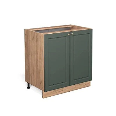 Afbeelding van Vicco Spoelkast Fame Line, Groen Goud Landhuis/Bruin, 80 cm met legplank, zonder werkblad