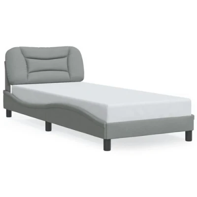 Image de vidaXL Cadre de lit avec lumières LED gris clair 90x200 cm tissu