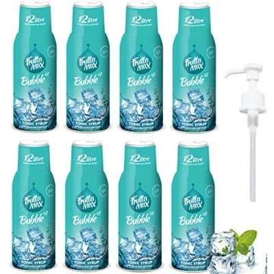 Image de 8 x FruttaMax Concentré de sirop Moins sucre convient pour machine à soda (8 500 ml) Tonique)