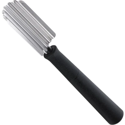 Afbeelding van Triangle Professioneel Kerf en Decoreermesje Grof Gegolfd RVS 14 cm Zwart