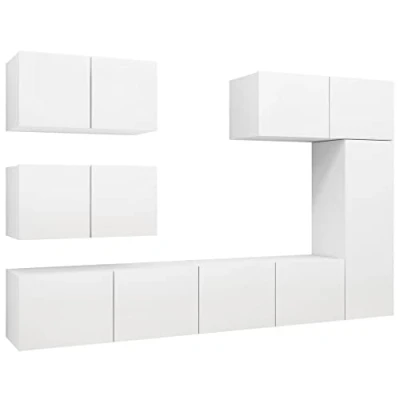 Image de vidaXL Ensemble de meubles TV 6 pcs Blanc Bois d&#039;ingénierie
