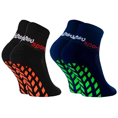 Afbeelding van Rainbow Socks Antislip sportsokken voor meisjes en jongens, 2 x zwart blauw