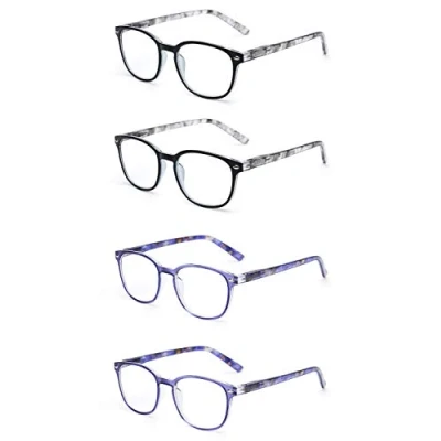 Afbeelding van JM Leesbril Set van 4 Kwaliteit Veerscharnier Lezers Heren Dames Brillen om te Lezen +2.0 2 Stuks Grijs en Blauw