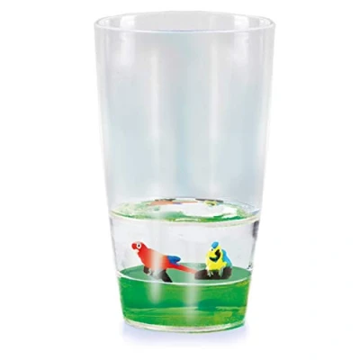 Afbeelding van Floatarama Tumbler Deluxebase Papegaai. Acrylglas voor kinderen met drijvende dierfiguren. Papegaaibeker van 250 ml, BPA vrij, servies en volwassenen