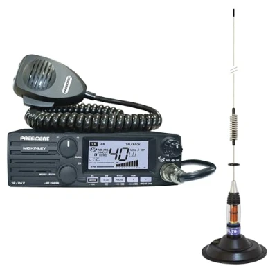 Afbeelding van Radio Station CB President MC Kinley ASC AM FM LSB + antenne PNI ML70, lengte 70 cm, 26 30 MHz, 200 W