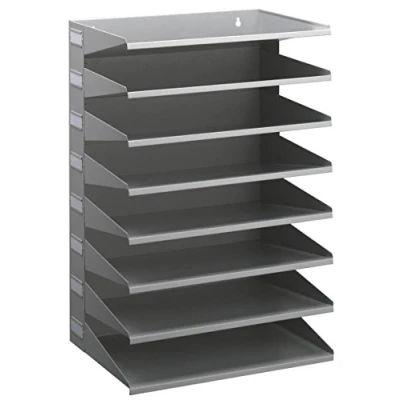 Afbeelding van Durable 336110 opbergmap van metaal, voor wandmontage, 8 vakken, horizontaal, hoogte 54 cm, documenten in A4 formaat, kleur grijs