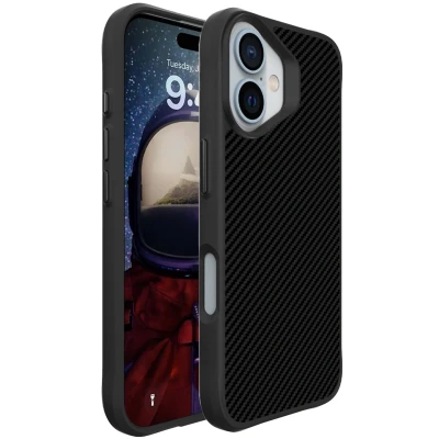 Afbeelding van imoshion Hoesje Geschikt voor iPhone 16 Shockproof Rugged Hybrid Carbon Case Zwart