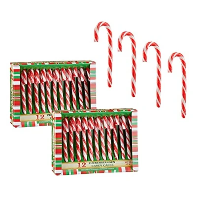 Afbeelding van Set van 24 eetbare suikersticks met aardbeiensmaak Kerstdecoratie Kerstboomversiering Hanger Snoep