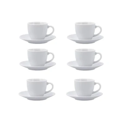 Afbeelding van Quid New Renova Set van 6 kopjes met schoteltje, porselein, 9 cl, wit