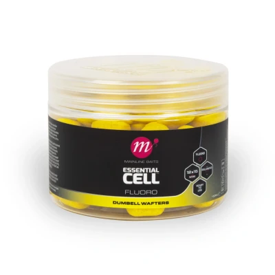 Afbeelding van Mainline Essential Cell Fluoro Dumbell Wafters Yellow (12x15mm) Hookbaits