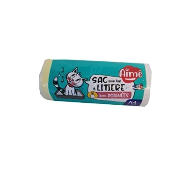 Afbeelding van Aimé zak voor kattenbak met lint proper en hygienisch m 42 x 30 cm rol 12 zakken