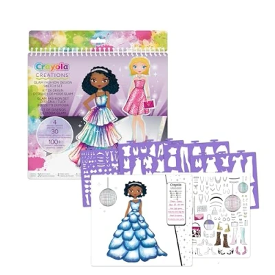 Afbeelding van Crayola Creations Kleurboek Glam Fashion Super Set Tekenset met Stencils en Stickers Voor Kinderen