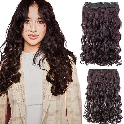 Afbeelding van CAISHA 55 cm clip in extensions, haarstukje, golvend, wijnrood, C67 1