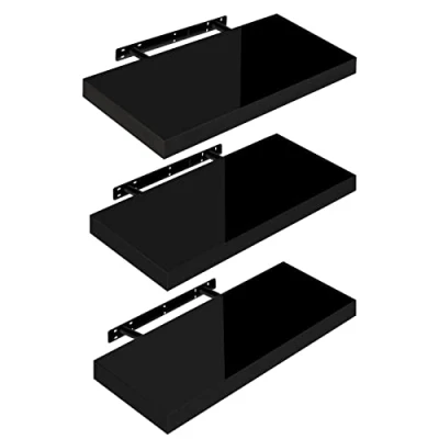 Afbeelding van WOLTU Wandplanken, wandplank, 3 stuks, zwevend rek, boekenrek, cd, dvd, houten plaat, 50 x 22,9 3,8 cm, zwart, RG9477sz