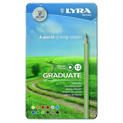 Afbeelding van Lyra Graduate Hex Crayons 3,8Mm Metal Box Of 12 Pcs