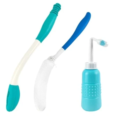 Afbeelding van Toilethulpset, wc wastafel, met spoeling, toilethulp voor het afvegen van de billen, silica billenwisser toilethulp, tang oppakken zonder te bukken