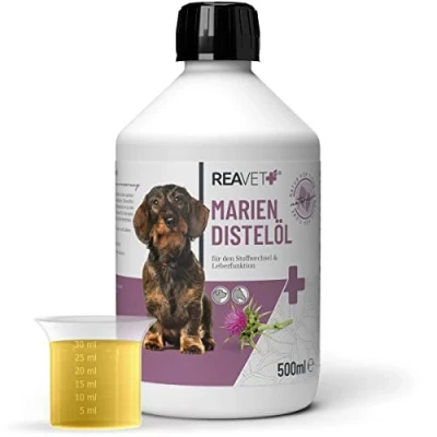 Afbeelding van ReaVET Mariadistelolie voor dieren Ondersteunt bij de rui, lever en galfunctie 500ml