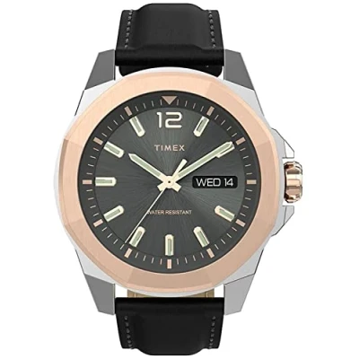 Afbeelding van Timex Essex Avenue TW2V43000 Horloge Leer Zwart Ø 46 mm