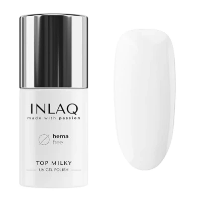 Afbeelding van INLAQ® Hema Free Top Milky wit toplaag 6 ml 20% dekking, uv gelnagellak, led, topcoat, gel met melkachtige kleurcoating, Baby Boomer zonder en Di