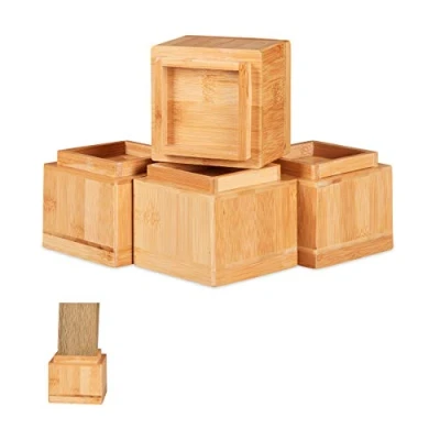 Afbeelding van Relaxdays meubelverhoger 8.5 cm stoelverhoger pootverlening 4 stuks tafelverhoger Naturel