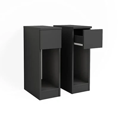 Afbeelding van Vicco Nachtkastje Enton, Zwart/Zwart, 20 x 59.5 cm Set van 2