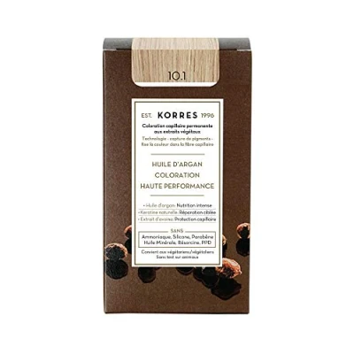 Afbeelding van Korres Permanente haarkleur met plantaardige extracten, 100% van het witte haar, zonder ammoniak, PPD, 10,1 platinablond, as