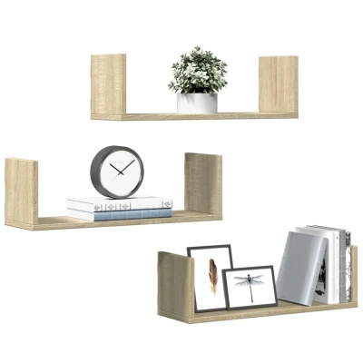 Afbeelding van Wandschappen 3 st 58x18x18 cm spaanplaat sonoma eikenkleurig