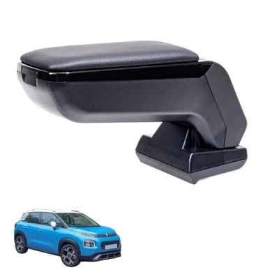 Afbeelding van RATI ARMSTER S Armsteun geschikt voor CITROEN C3 AIRCROSS 2018 2021 [zwart, veganistisch leer] met opbergruimte die achteraf kan worden geïnstalleerd