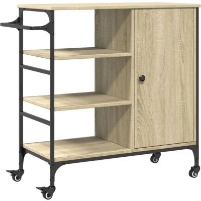 Afbeelding van Keukentrolley 87,5x38,5x84,5 cm bewerkt hout sonoma eikenkleur