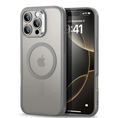 Afbeelding van ESR Classic Pro HaloLock Hoesje + Tempered Glass Geschikt voor Apple iPhone 16 Back Cover Compatibel met MagSafe Screen Protector Camera Bescherming Frosted Grijs