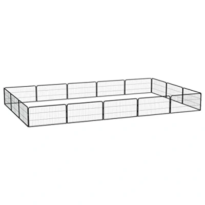 Afbeelding van vidaXL Hondenkennel 16 panelen 100x50 cm gepoedercoat staal zwart