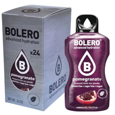 Afbeelding van Bolero Drank 24 zakjes, porties van 3 g, sticks, oplosbare poederbereiding voor verse fruitige dranken, verdunnen in water, 72 gezoet met stevia (granaatappel)
