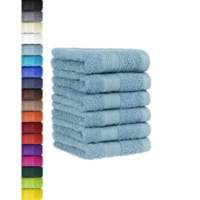 Afbeelding van Set van 6 gastendoekjes, verschillende kleuren, 100% katoen, 30 x 50 cm, lichtblauw