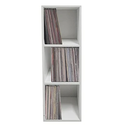 Afbeelding van lp platen vinyl opbergkast opbergen boekenkast 3 vakken wit
