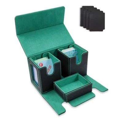 Afbeelding van Azyvum Commander Deck Box Kaartspeelbox met venster, 2 afneembare MTG opbergdozen, sterk magnetisch, kubusvak voor 200 kaarten