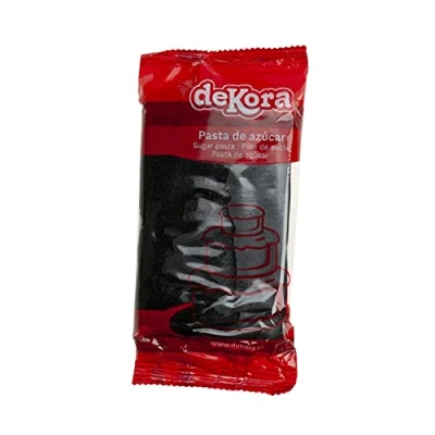 Afbeelding van Dekora Zwarte Suikerpasta Zwart Deksel voor taarten, Cupcakes, Muffins of Taarten het maken van alle soorten decoraties 250 g