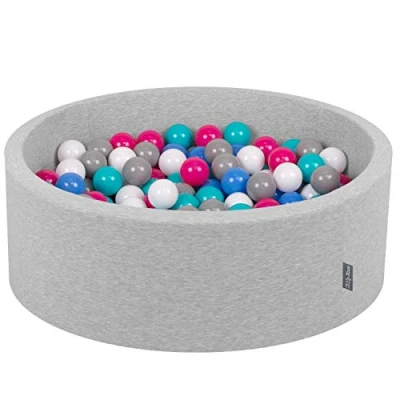 Afbeelding van KiddyMoon ballenbad 90 x 30 cm / 300 ballen diameter 7 met kleurrijke voor baby&#039;s kinderen rond, lichtgrijs: wit grijs blauw roze lichtturquoise