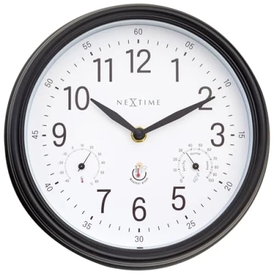 Afbeelding van Weerstation Wandklok 23.5 cm weersbestendig wit Jasmine NeXtime