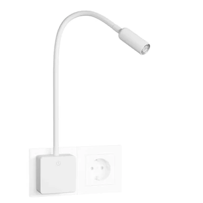 Afbeelding van LED Wit Spot Nachtkast Wandspot Slaapkamer Lamp voor op Stopcontact Nachtkastje Touch Dimbaar 3W 280Lm Neutraal 4000K Werkverlichting 1 van Enuotek