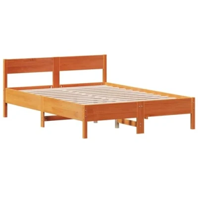 Afbeelding van Bedframe met hoofdbord grenenhout wasbruin 140x200 cm