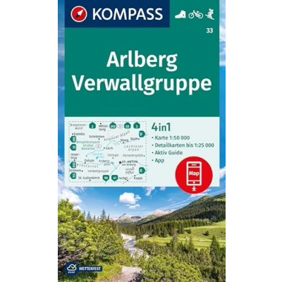 Afbeelding van Kompass Wanderkarten WK33 Arlberg, Verwallgruppe
