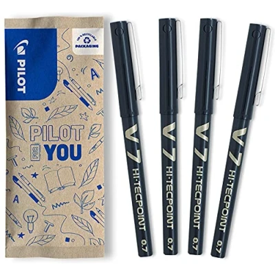 Afbeelding van Pilot V7 rollerball met vloeibare inkt, 0,7 mm punt, zwart, 4 stuks