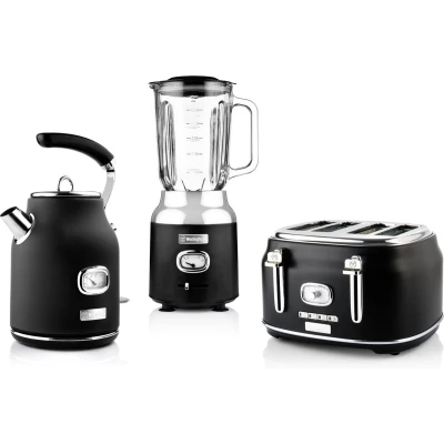 Afbeelding van Westinghouse Retro Waterkoker + Broodrooster 4 Sleuven Blender Zwart