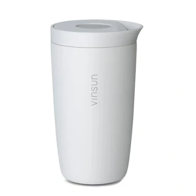 Afbeelding van VINSUN Koffiebeker om mee te nemen, 350 ml, lekvrij, dubbelwandig geïsoleerd, van roestvrij staal, met sneldrukdeksel, voor auto, reizen