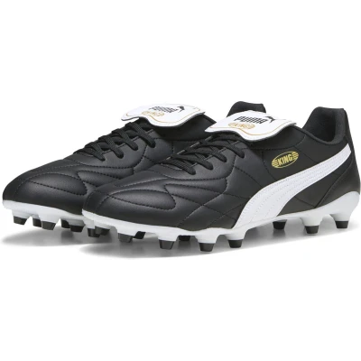 Afbeelding van Puma KING TOP FG/AG Voetbalschoenen met kunststof noppen, Maat: 40.5, Black/white/gold Hoogwaardig imitatieleer