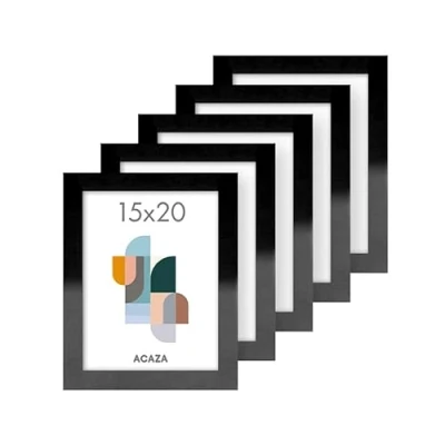 Afbeelding van ACAZA Fotokader Fotolijst Set van 5 15x20cm MDF hout Zwart