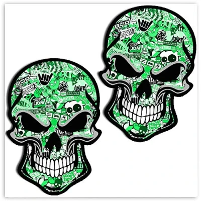 Afbeelding van SkinoEu® 2 x Stickers Vinyl Doodshoofd Schedel DC Bomb Auto Minibus Raam Deur Motorfiets Helm Fiets Tuning B 51