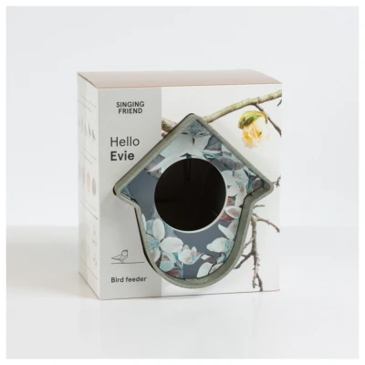 Afbeelding van Singingfriend Evie Feeder 100% Recycled Voersilo 12.5x13.5x15 cm Antraciet Blauw